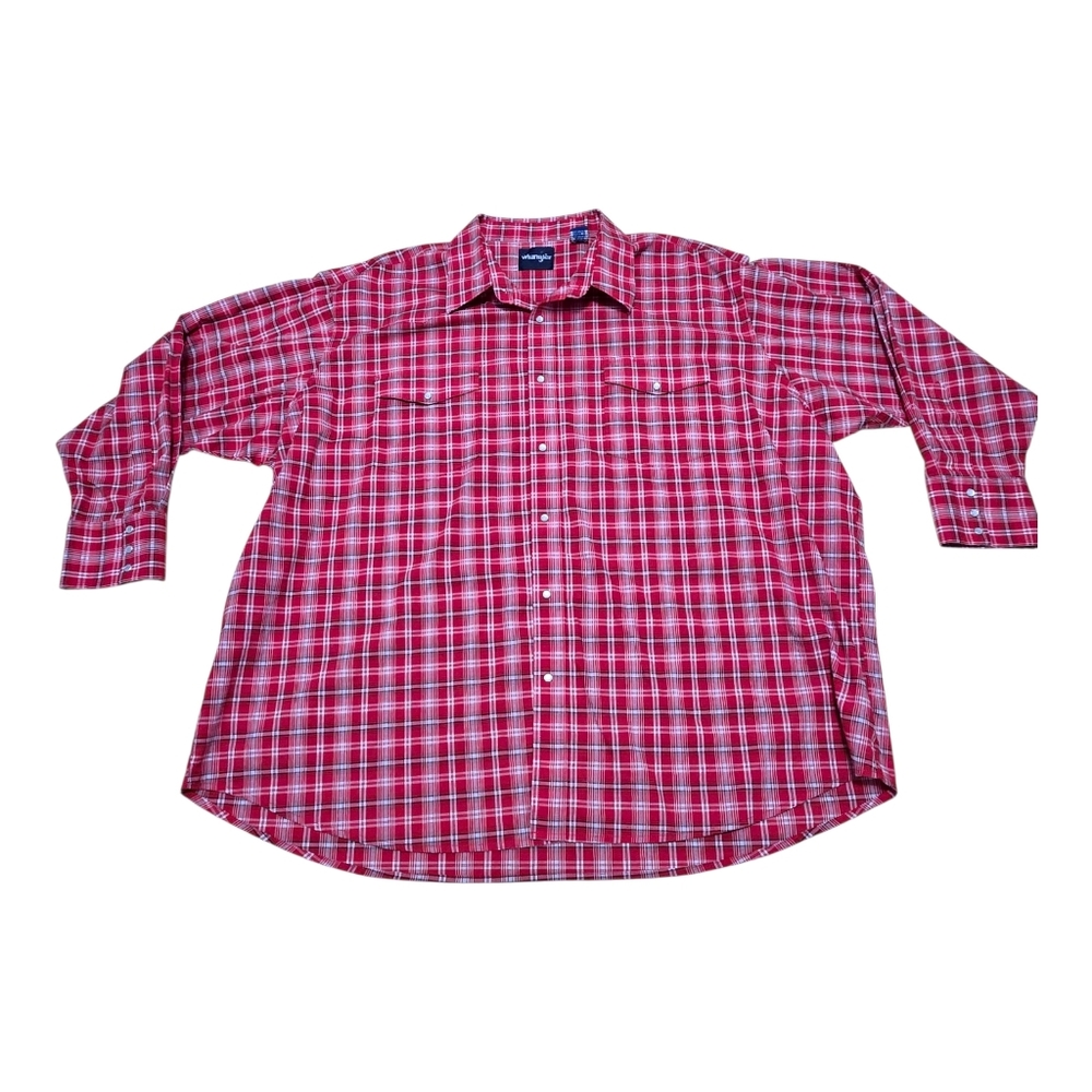 Wrangler Western Shirt Men's 4XL Red Plaid Pearl Snap